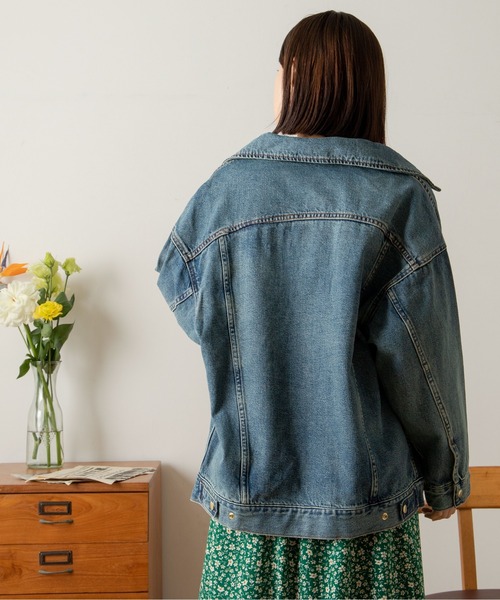 ANGIE（アンジー）の「ビッグカラーオーバーサイズデニムジャケット（デニムジャケット・レディース・ブルー/ネイビー・FREE）」の21枚目の写真
