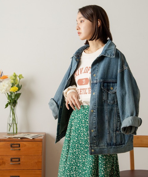 ANGIE（アンジー）の「ビッグカラーオーバーサイズデニムジャケット（デニムジャケット・レディース・ブルー/ネイビー・FREE）」の19枚目の写真