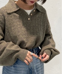 透かし編みポロニット【ZOZOTOWN限定アイテム】
