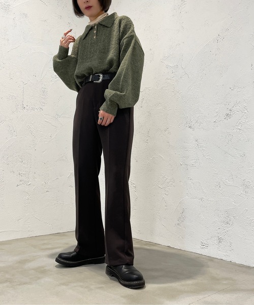 apres jour mignon(アプレジュールミニョン)の「透かし編みポロニット【ZOZOTOWN限定アイテム】(ニット/セーター・レディース・グリーン系その他/パープル系その他/ライトベージュ・X-LARGE/フリー)」の16枚目の写真