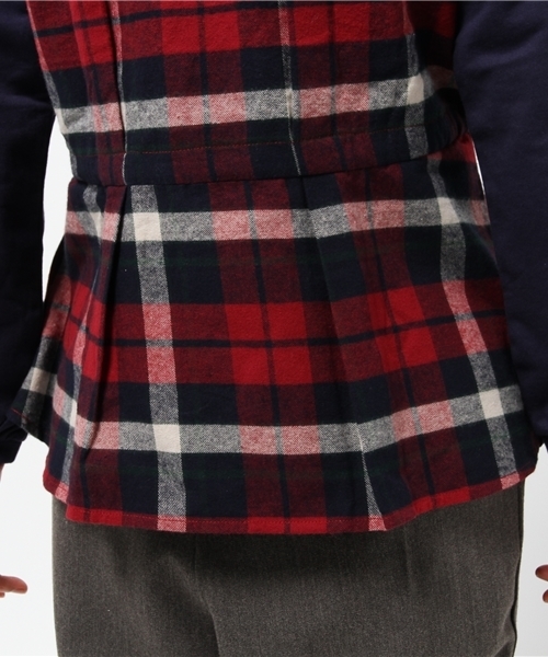 OUTLET(アウトレット)の「【Ciaopanic】ネルチェック×ミニ裏毛ドッキングプルオーバー(Tシャツ/カットソー・レディース・グリーン/レッド・FREE)」の9枚目の写真