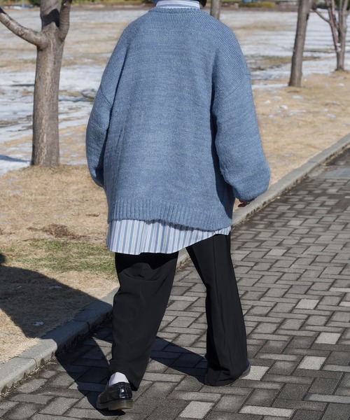 Perushu(ペルーシュ)の「オーバーサイズストライプシャツ(シャツ/ブラウス・メンズ・ホワイト/サックスブルー/ピンク/イエロー・MEDIUM/LARGE)」の11枚目の写真