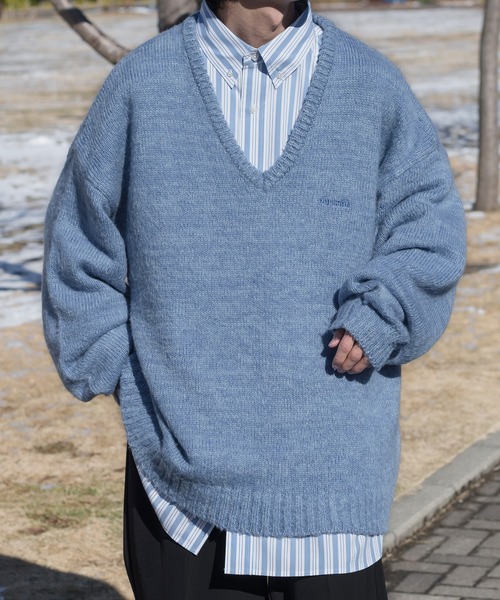 Perushu(ペルーシュ)の「オーバーサイズストライプシャツ(シャツ/ブラウス・メンズ・ホワイト/サックスブルー/ピンク/イエロー・MEDIUM/LARGE)」の12枚目の写真