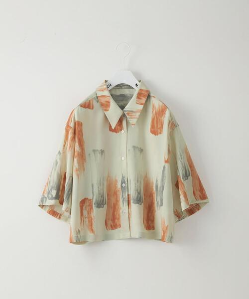 CITEN（シテン）の「＜CITEN（シテン）＞ウォーターカラープリント ボックス シャツ（シャツ/ブラウス・レディース・ライトグレー/オフホワイト・FREE）」の2枚目の写真