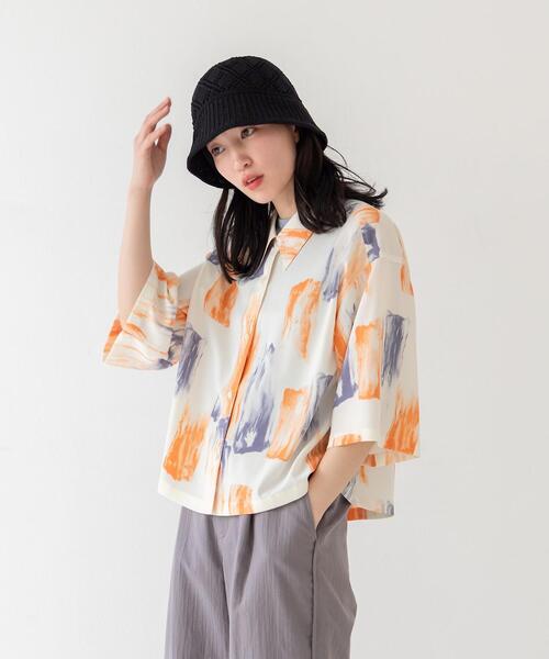 CITEN（シテン）の「＜CITEN（シテン）＞ウォーターカラープリント ボックス シャツ（シャツ/ブラウス・レディース・ライトグレー/オフホワイト・FREE）」の16枚目の写真