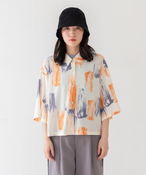 CITEN（シテン）の「＜CITEN（シテン）＞ウォーターカラープリント ボックス シャツ（シャツ/ブラウス・レディース・ライトグレー/オフホワイト・FREE）」の17枚目の写真