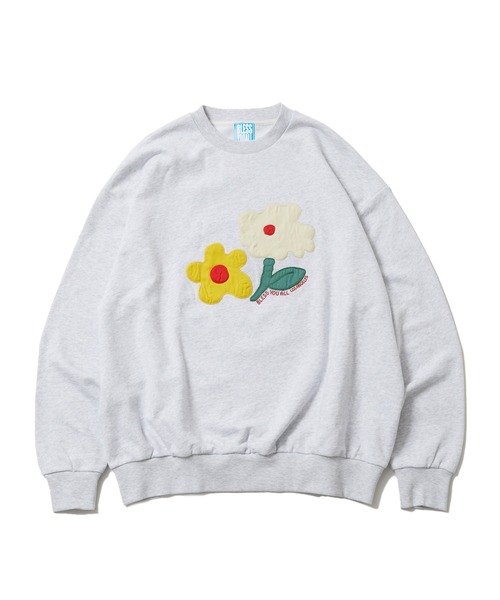 WHO'S WHO gallery（フーズフーギャラリー）の「【BLESS YOU/ブレスユー】センターフラワー刺繍クルースウェット（スウェット・メンズ・ネイビー/サーモンピンク/アッシュグレー/サックスブルー・FREE）」の2枚目の写真