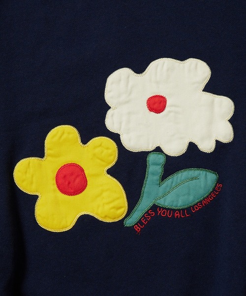 WHO'S WHO gallery（フーズフーギャラリー）の「【BLESS YOU/ブレスユー】センターフラワー刺繍クルースウェット（スウェット・メンズ・ネイビー/サーモンピンク/アッシュグレー/サックスブルー・FREE）」の20枚目の写真