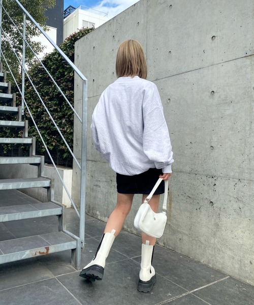 WHO'S WHO gallery（フーズフーギャラリー）の「【BLESS YOU/ブレスユー】センターフラワー刺繍クルースウェット（スウェット・メンズ・ネイビー/サーモンピンク/アッシュグレー/サックスブルー・FREE）」の9枚目の写真