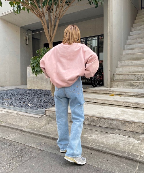 WHO'S WHO gallery（フーズフーギャラリー）の「【BLESS YOU/ブレスユー】センターフラワー刺繍クルースウェット（スウェット・メンズ・ネイビー/サーモンピンク/アッシュグレー/サックスブルー・FREE）」の16枚目の写真