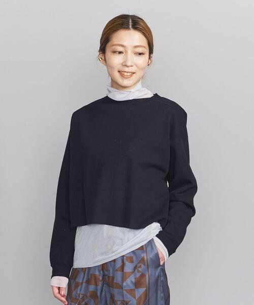 BEAUTY&YOUTH UNITED ARROWS(ビューティーアンドユースユナイテッドアローズ)の「BY コットンナイロン ワイド シアーニット プルオーバー -ウォッシャブル-(ニット/セーター・レディース・ホワイト/ブラック/ケリー・FREE)」の3枚目の写真