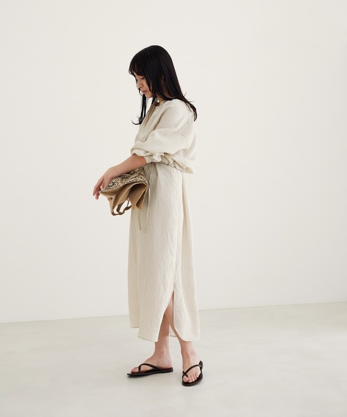 SALON adam et rope'（サロン アダム エ ロペ）の「【セットアップ】レイヤードシャツワンピース（ワンピース・レディース・ピンク/ベージュ/ブラック・FREE）」の6枚目の写真