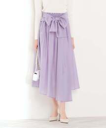 Tiara | ハイウエストシャーリングベルト付きラップ風ギャザーフレアスカート(スカート)