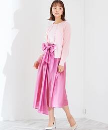 Tiara | ハイウエストシャーリングベルト付きラップ風ギャザーフレアスカート(スカート)