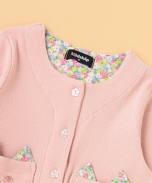 kladskap（クレードスコープ）の「ネコポケット長袖カーディガン（カーディガン/ボレロ・キッズ・オフホワイト/ピンク・110cm/100cm/90cm/80ｃｍ/120cm）」の6枚目の写真