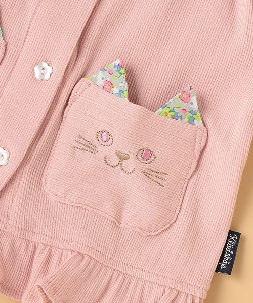 kladskap（クレードスコープ）の「ネコポケット長袖カーディガン（カーディガン/ボレロ・キッズ・オフホワイト/ピンク・110cm/100cm/90cm/80ｃｍ/120cm）」の8枚目の写真