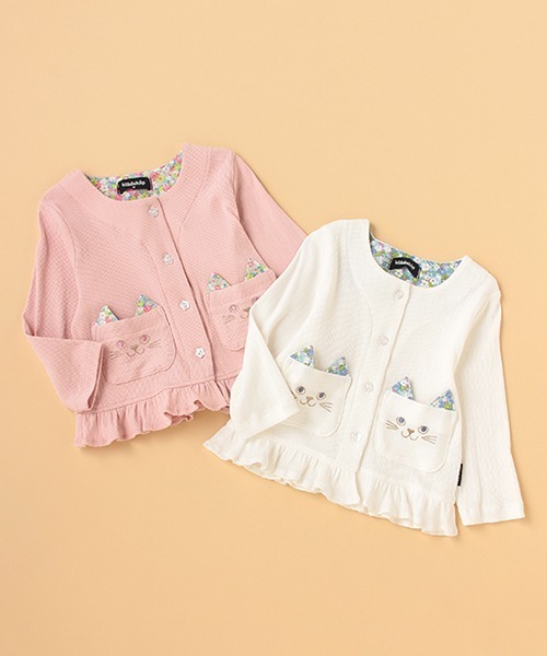 kladskap（クレードスコープ）の「ネコポケット長袖カーディガン（カーディガン/ボレロ・キッズ・オフホワイト/ピンク・110cm/100cm/90cm/80ｃｍ/120cm）」の10枚目の写真