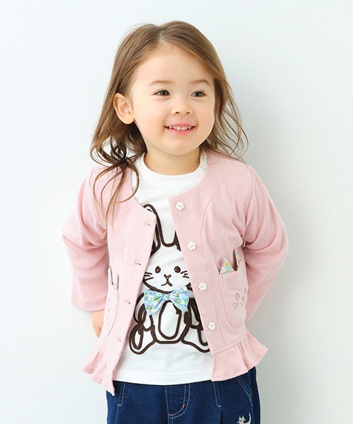 kladskap（クレードスコープ）の「ネコポケット長袖カーディガン（カーディガン/ボレロ・キッズ・オフホワイト/ピンク・110cm/100cm/90cm/80ｃｍ/120cm）」の11枚目の写真