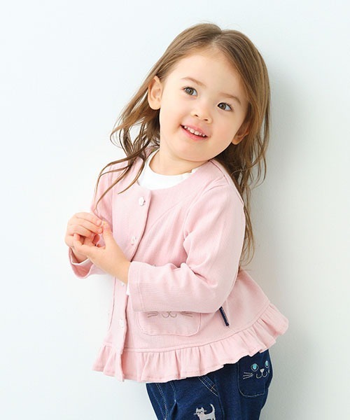 kladskap（クレードスコープ）の「ネコポケット長袖カーディガン（カーディガン/ボレロ・キッズ・オフホワイト/ピンク・110cm/100cm/90cm/80ｃｍ/120cm）」の12枚目の写真