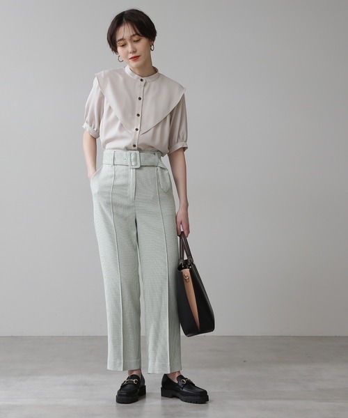 N.（N. Natural Beauty Basic）（エヌエヌナチュラルビューティーベーシック）の「◆ガルーダドビー三角ケープブラウス（シャツ/ブラウス・レディース・ブラック/クリーム/ブルー/モーブ系・MEDIUM）」の10枚目の写真