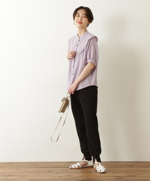 N.（N. Natural Beauty Basic）（エヌエヌナチュラルビューティーベーシック）の「◆ガルーダドビー三角ケープブラウス（シャツ/ブラウス・レディース・ブラック/クリーム/ブルー/モーブ系・MEDIUM）」の13枚目の写真