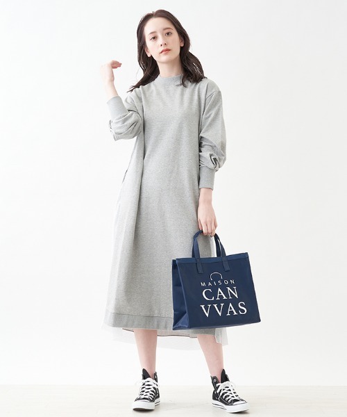 Mylanka Recre 異素材ミックスワンピース ワンピース Mylanka Recre アンレクレ のファッション ワンピース En Mylanka Recre 異素材ミックスワンピース ワンピース Mylanka Recre アンレクレ のファッション ワンピース En