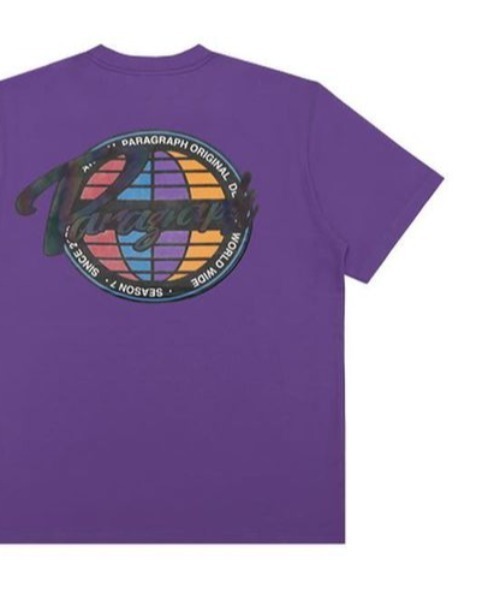 Paragraph（パラグラフ）の「A'GEM/9 × .kom『paragraph/パラグラフ』Paragraph Logo Color earth  T-shirt/パラグラフロゴ カラーアース 半袖Tシャツ（Tシャツ/カットソー・メンズ・ライトグレー/ブラック/パープル/ブルー/グリーン・FREE）」の5枚目の写真