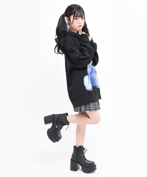 TRAVAS TOKYO(トラバス トウキョウ)の「『TRAVAS TOKYO/トラバス トーキョー』Furry bear Hoodie/くまプリント プルオーバーパーカー(パーカー・レディース・ホワイト/ライトブルー/ブラック/ライトピンク/ブラック×パープル・44/46)」の8枚目の写真
