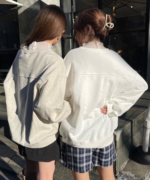 one after another NICE CLAUP(ワンアフターアナザーナイスクラップ)の「ホワイトDogブリントスウェット(スウェット・レディース・ネイビー/オフホワイト/オートミール・FREE)」の17枚目の写真