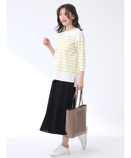 Reflect(リフレクト)の「◆【WEB限定カラーあり/UVカット/接触冷感/洗える】パネルボーダーカットソー(Tシャツ/カットソー・レディース・ネイビー系2/オリーブ系2/グレー系その他3/イエロー系2/ピンク系/ライトグリーン系2・11/15 /17/13/09/07)」の17枚目の写真