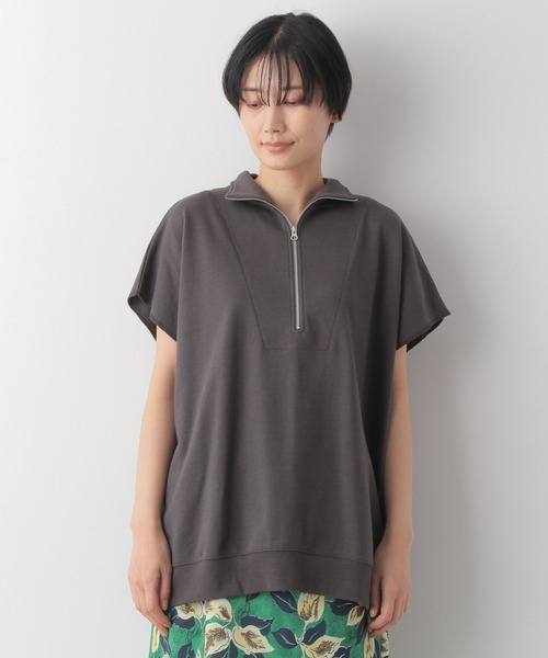 LEPSIM(レプシィム)の「ハーフZIPフレンチスリーブプルオーバー 274280(Tシャツ/カットソー・レディース・チャコールグレー/オレンジ/グリーン/グレイッシュベージュ・FREE)」の12枚目の写真