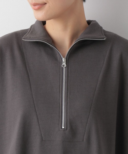 LEPSIM(レプシィム)の「ハーフZIPフレンチスリーブプルオーバー 274280(Tシャツ/カットソー・レディース・チャコールグレー/オレンジ/グリーン/グレイッシュベージュ・FREE)」の11枚目の写真