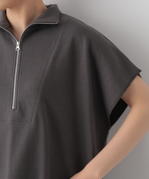 LEPSIM(レプシィム)の「ハーフZIPフレンチスリーブプルオーバー 274280(Tシャツ/カットソー・レディース・チャコールグレー/オレンジ/グリーン/グレイッシュベージュ・FREE)」の10枚目の写真