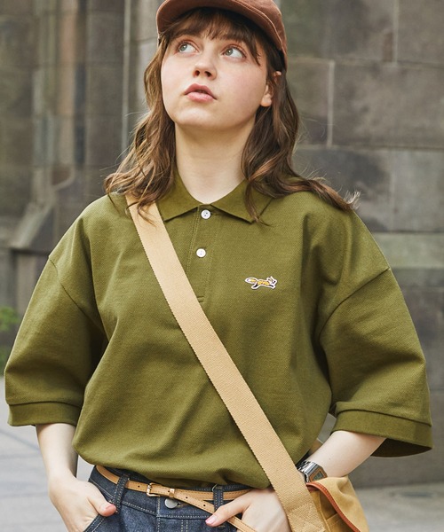 PENNEYS(ぺニーズ)の「PENNEYS/ペニーズ 別注 THE FOX ロゴ ワッペン刺繍 ルーズ鹿の子ポロシャツ(ポロシャツ・メンズ・ホワイト/ブラック/ネイビー/グリーン/オリーブ/ブラウン・M/L)」の4枚目の写真