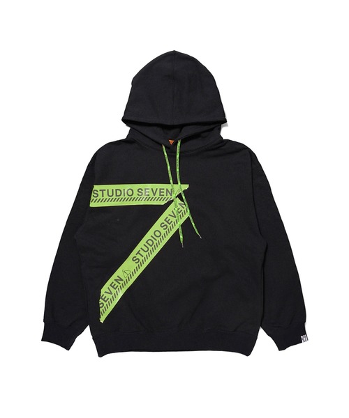 STUDIO SEVEN(スタジオ セブン)の「Caution Tape Print Hoodie【STUDIOSEVEN/スタジオセブン】(パーカー・メンズ・ホワイト/ブラック/ヘザーグレー・MEDIUM/LARGE/X-LARGE)」の2枚目の写真