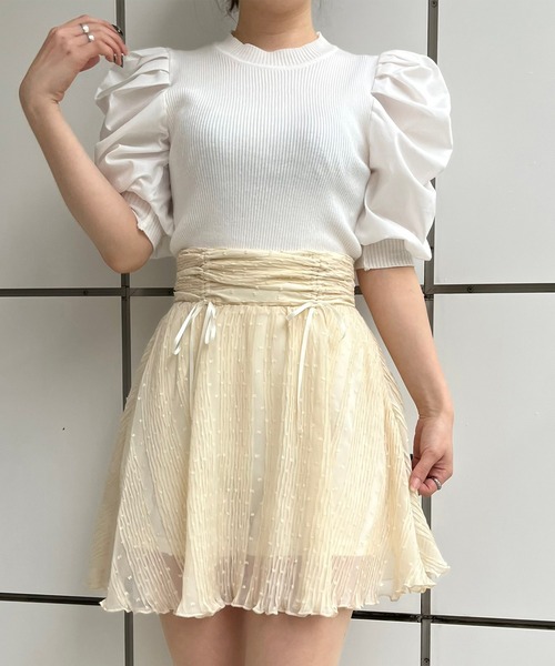 TITTY&CO.（ティティーアンドコー）の「【TITTY&CO.】ワッシャドットミニスカパン（スカート・レディース・アイボリー/ブラック・SMALL/MEDIUM）」の5枚目の写真