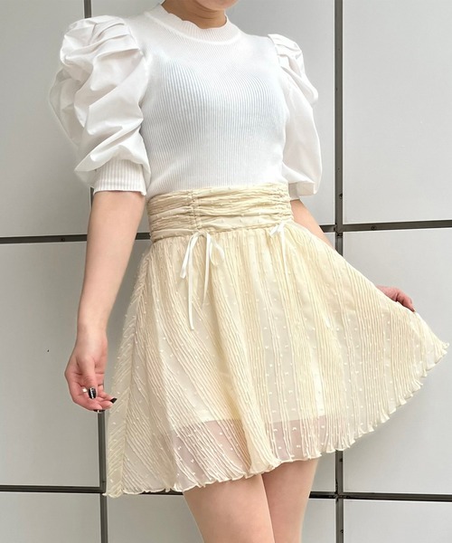 TITTY&CO.（ティティーアンドコー）の「【TITTY&CO.】ワッシャドットミニスカパン（スカート・レディース・アイボリー/ブラック・SMALL/MEDIUM）」の6枚目の写真