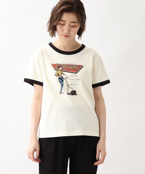 grove(グローブ)の「grove×Something リンガーTシャツ(Tシャツ/カットソー・レディース・ブラック系4/ネイビー系4/ワイン系6・02/03)」の6枚目の写真
