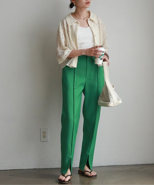 feepur(フェピュール)の「【TALLサイズあり】センタースリットカラーパンツ(スラックス・レディース・ブラック/レッド/ピンク/グリーン/アイボリー/グリーン系その他・MEDIUM/TALL)」の22枚目の写真