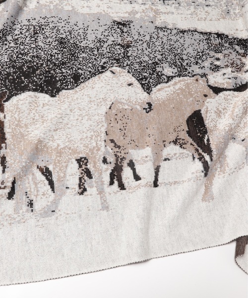 STORAMA(ストラマ)の「Herd of horses knit stole(ストール/ショール・メンズ・ライトグレー・FREE)」の9枚目の写真