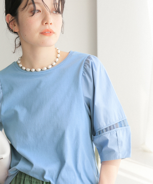 B.C STOCK(ベーセーストック)の「ランタンスリーブカットブラウス(Tシャツ/カットソー・レディース・ホワイト/ブラック/グリーン/ブルー系その他・FREE)」の4枚目の写真