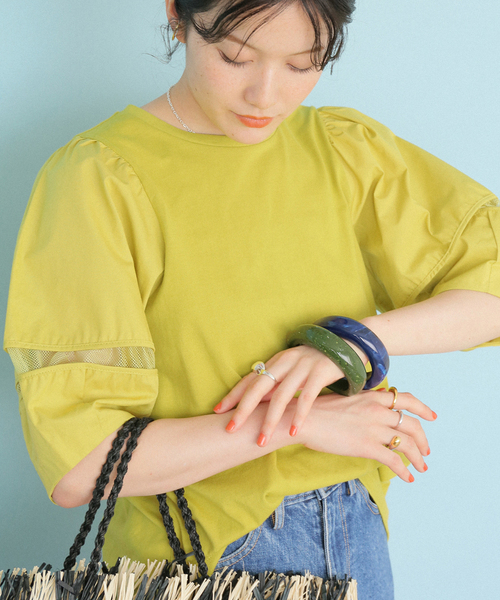 B.C STOCK(ベーセーストック)の「ランタンスリーブカットブラウス(Tシャツ/カットソー・レディース・ホワイト/ブラック/グリーン/ブルー系その他・FREE)」の3枚目の写真