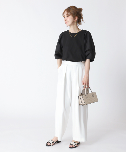 B.C STOCK(ベーセーストック)の「ランタンスリーブカットブラウス(Tシャツ/カットソー・レディース・ホワイト/ブラック/グリーン/ブルー系その他・FREE)」の8枚目の写真