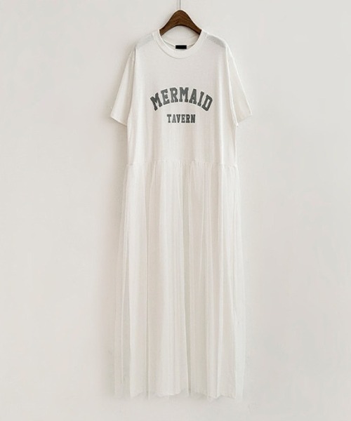 GLAMOROUS JANE（グラマラスジェーン）の「ロゴTシャツチュールワンピース（ワンピース・レディース・ベージュ/ホワイト/ブラック・L/LL）」の2枚目の写真