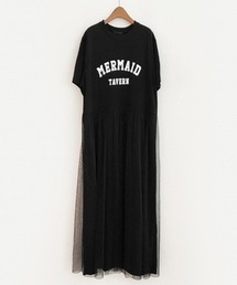 ロゴTシャツチュールワンピース