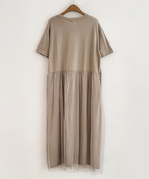 GLAMOROUS JANE（グラマラスジェーン）の「ロゴTシャツチュールワンピース（ワンピース・レディース・ベージュ/ホワイト/ブラック・L/LL）」の4枚目の写真