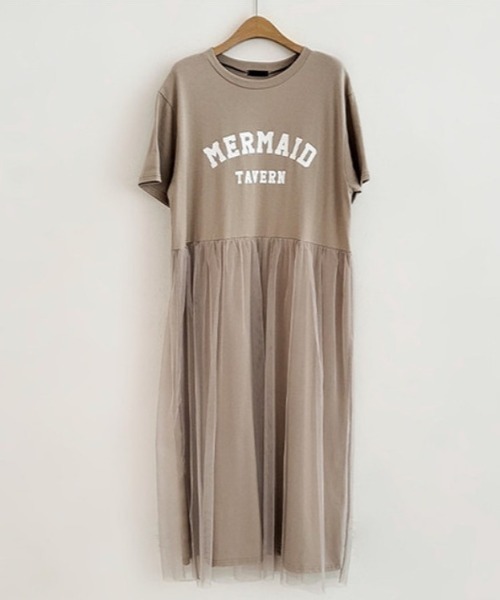 GLAMOROUS JANE（グラマラスジェーン）の「ロゴTシャツチュールワンピース（ワンピース・レディース・ベージュ/ホワイト/ブラック・L/LL）」の10枚目の写真