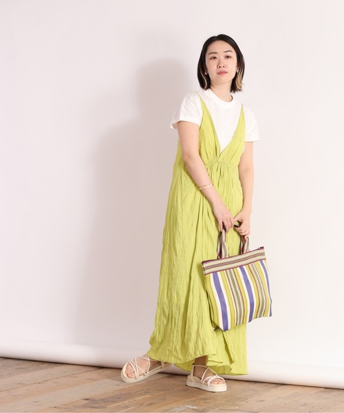 olta様 ワンピース Mキャメル ダルメシアンフロントギャザーワンピース（ワンピース