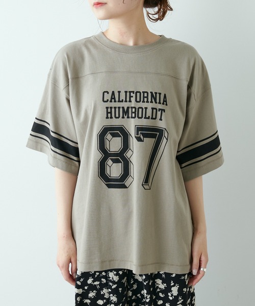 PUAL CE CIN（ピュアルセシン）の「フットボールTシャツ（Tシャツ/カットソー・レディース・グリーン/ナチュラル/グレイッシュベージュ・FREE）」の17枚目の写真