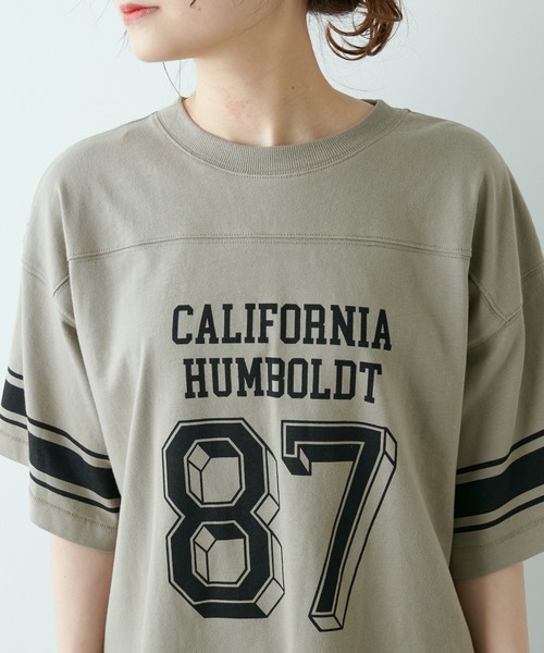 PUAL CE CIN（ピュアルセシン）の「フットボールTシャツ（Tシャツ/カットソー・レディース・グリーン/ナチュラル/グレイッシュベージュ・FREE）」の20枚目の写真